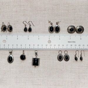 Lot of Black Onyx and Sterling Silver Jewelry